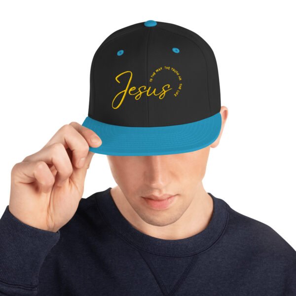 Snapback Hat "JESUS IS THE WAY" Dark Colors - Image 6