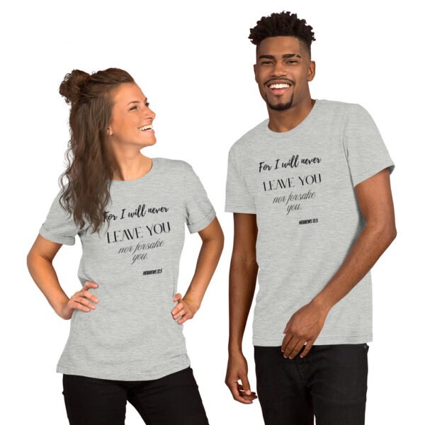 Unisex t-shirt "FOR I WILL NEVER LEAVE YOU" Light Colors - Image 3