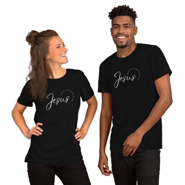 Unisex t-shirt "JESUS IS THE WAY" Dark Colors - Image 2