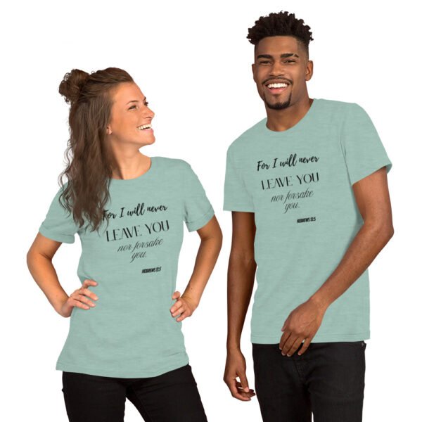 Unisex t-shirt "FOR I WILL NEVER LEAVE YOU" Light Colors - Image 2