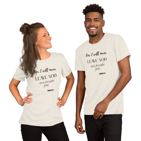 Unisex t-shirt "FOR I WILL NEVER LEAVE YOU" Light Colors - Image 10