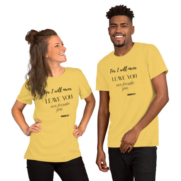 Unisex t-shirt "FOR I WILL NEVER LEAVE YOU" Light Colors - Image 5