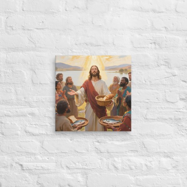 Canvas Jesus multiplying the loaves and fishes - Image 3