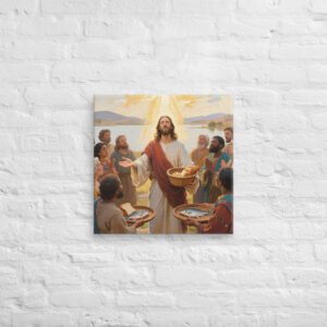 Jesus Multiplies Loaves and Fishes Canvas | Miracle of Jesus Art
