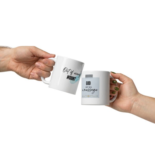 White glossy mug "GOD SPEARS A MESSAGE" - Image 2