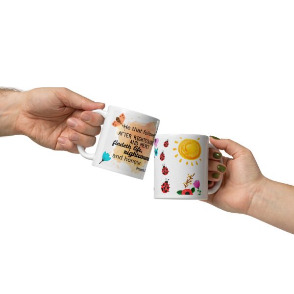 White glossy mug PROVERBS 21:24 - Image 2