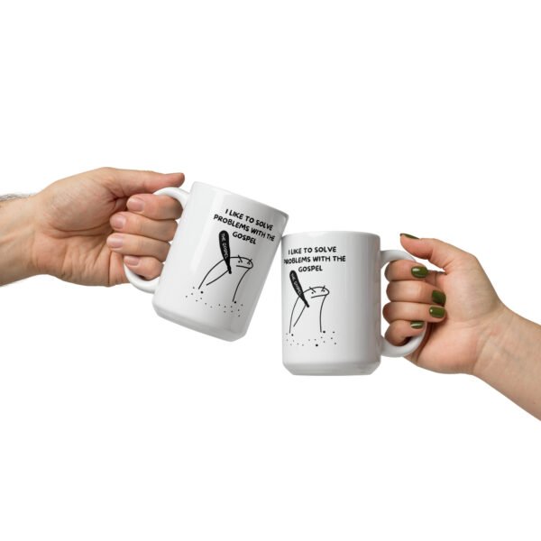 White glossy mug "I LIKE TO SOLVE PROBLEMS" - Image 2