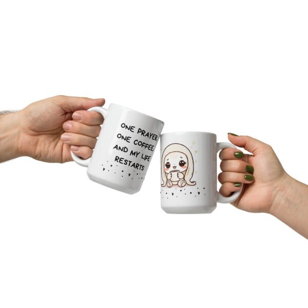 White glossy mug "ONE PRAYER" - Image 3