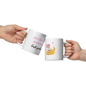 White glossy mug "FIRE DOES NOT BURN"