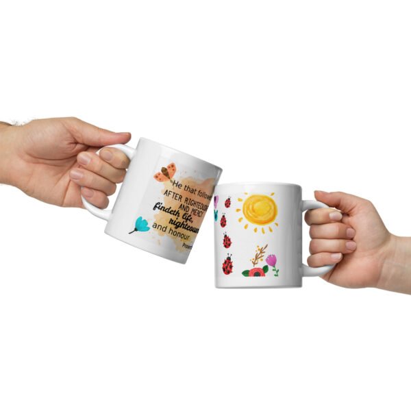 White glossy mug PROVERBS 21:24 - Image 3